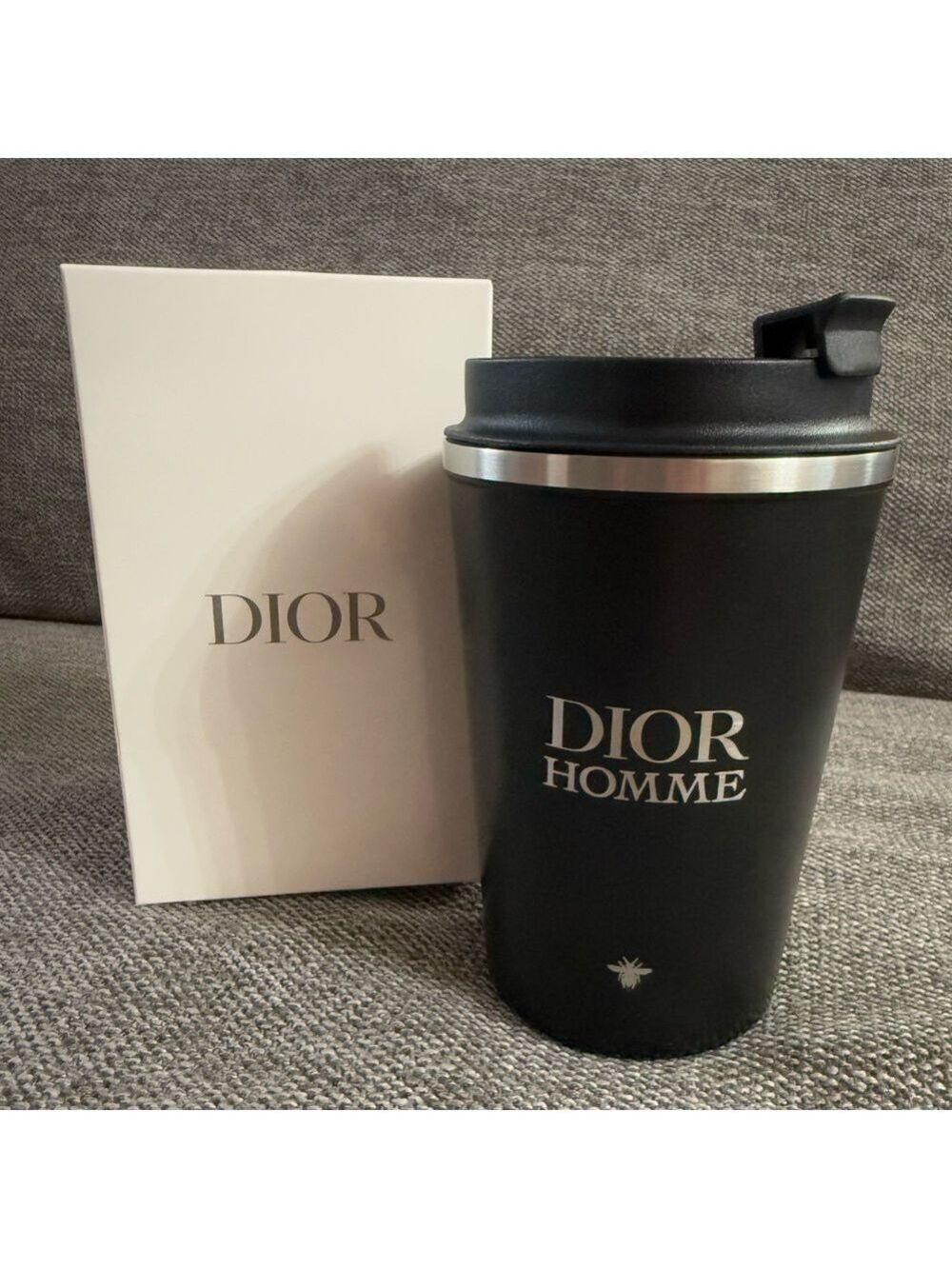Dior Homme Small Tumbler Travel Coffee Mug Black Stainless Steel Authentic